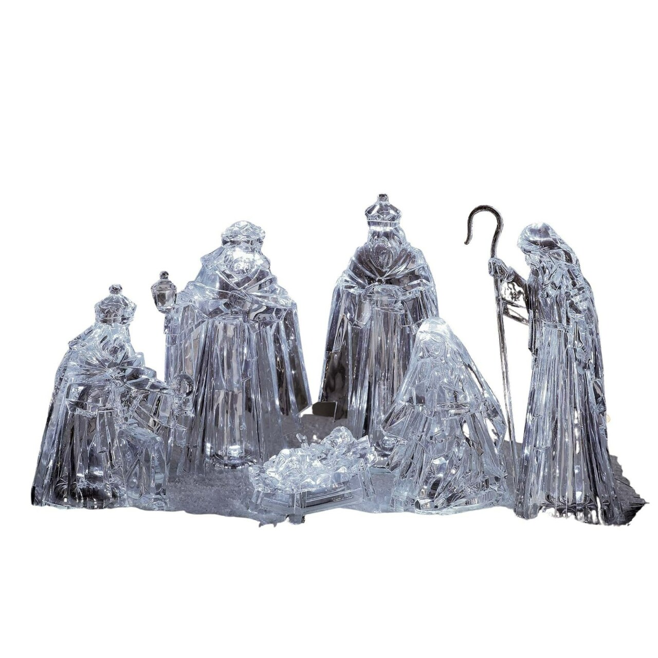 Icy Giftware LED Lighted Christmas Nativity Figurine Set - 10.75" - Clear - 18-Piece